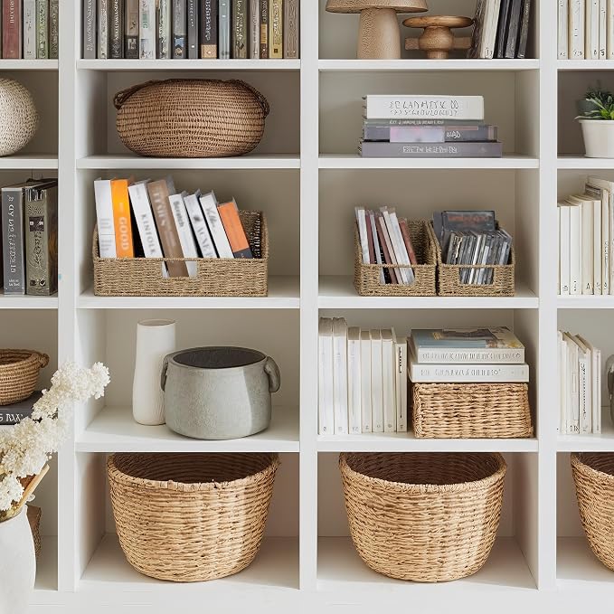 StorageWorks Seagrass Storage Baskets, Pantry Organizers and Storage,3-Pack | Pantry Storage Baskets, Wicker Baskets with Built-in Handles, Handwoven Shelf Baskets for Organizing, Pantry Organization - Image 6