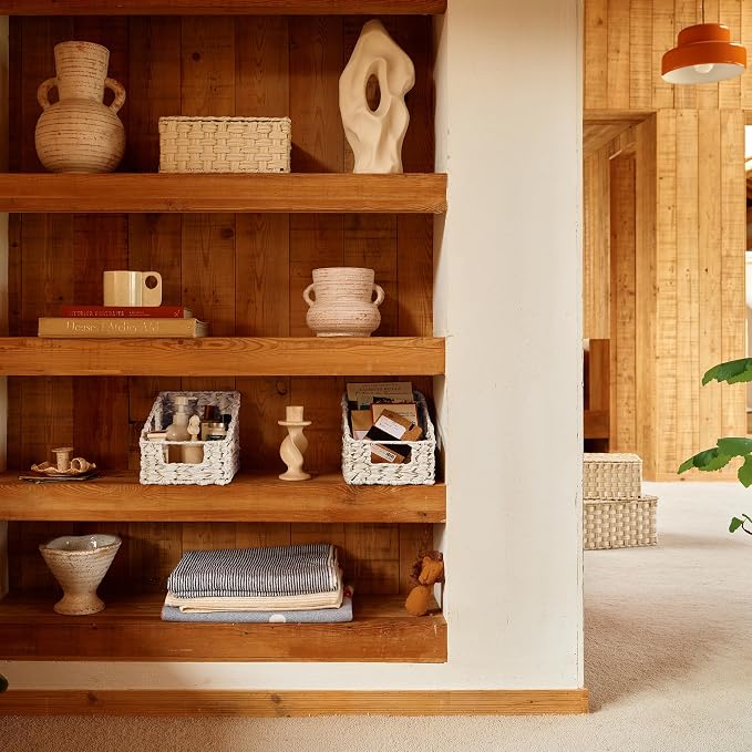 GRANNY SAYS Wicker Baskets for Organizing, Wicker Baskets for Storage | Wicker Storage Baskets for Pantry, Open Front Basket for Shelves, Kitchen Storage Baskets, Decorative Basket for Home Decor - Image 6