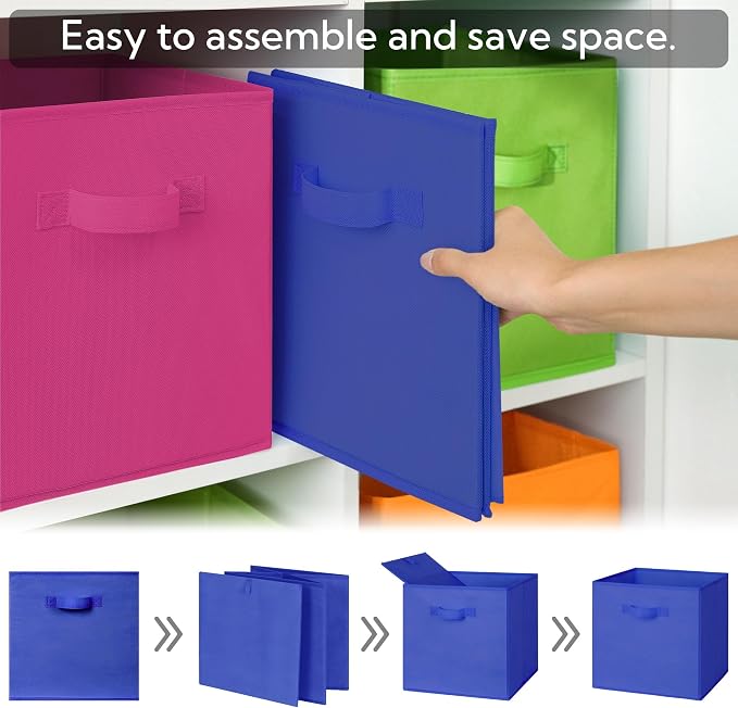 GRANNY SAYS 13x13 Storage Cubes, Cube Storage Organizers, Rainbow, 6-Pack | Collapsible Storage Boxes with Thickened Base Plate, Sturdy Handles, Decorative Baskets for Shelves, Closet - Image 7