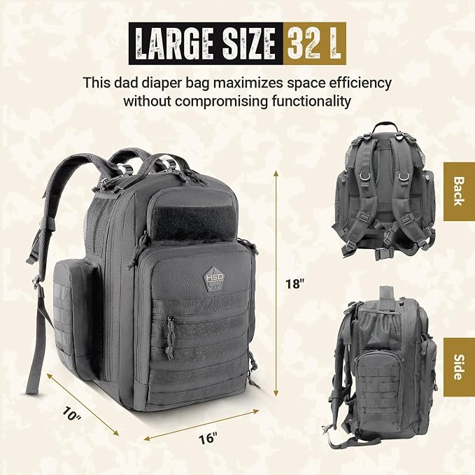 Diaper Bag Backpack with Diaper Changing Mat - Waterproof Military-Grade Baby Travel Bag - Spacious Design for Moms and Dads on the Go with Toddlers Baby Bag - Gunmetal Gray - Image 2