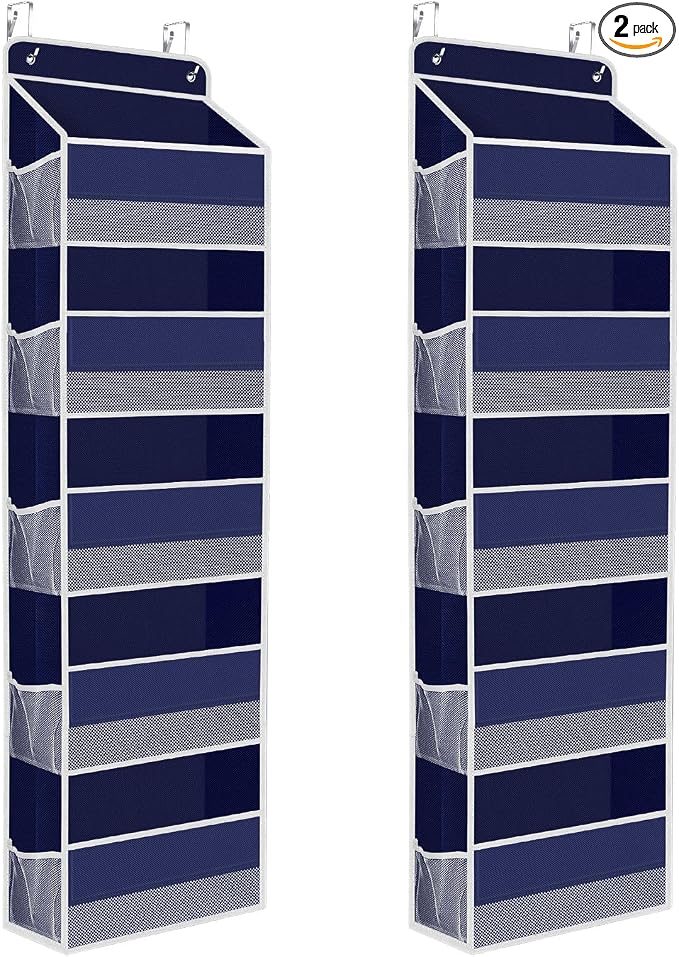 2 Pcs Over The Door Organizer Large Capacity Hanging Storage Room Organizer | 40 lb Capacity, Ultra-Sturdy, Foldable, Mesh Design with Clear Window, Space-Saving Organizer for Pantry, Nursery & Closet by SpaceHacks