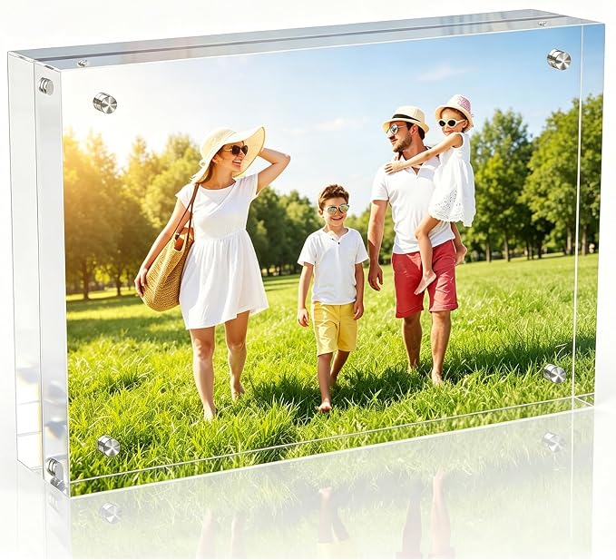 4x6 Inch Acrylic Picture Frame 1 Pack, 10+10mm Magnetic Photo Frame | High-clarity Acrylic, for 4x6 Pictures, Anti-fade, Frameless Floating, Double Display, Liquids Corrosion Resistant, 1 Pack by laapee