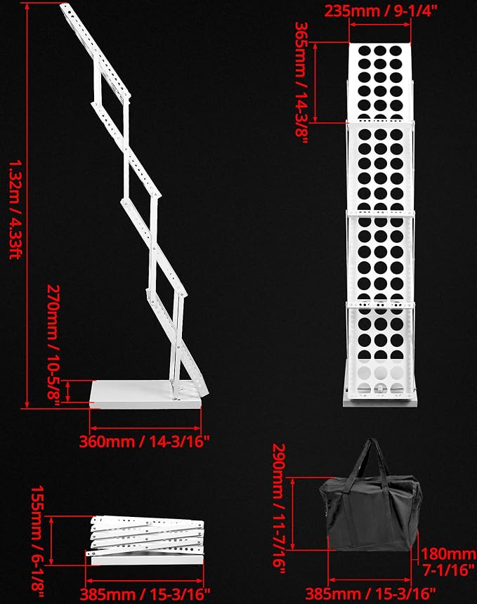 QWORK Foldable Brochure Display Stand, Magazine Brochure Display Rack Stand, 4 Pocket Literature CatalogTradeshow Display Stand, for Office Store and Exhibition Trade Show (White) - Image 6