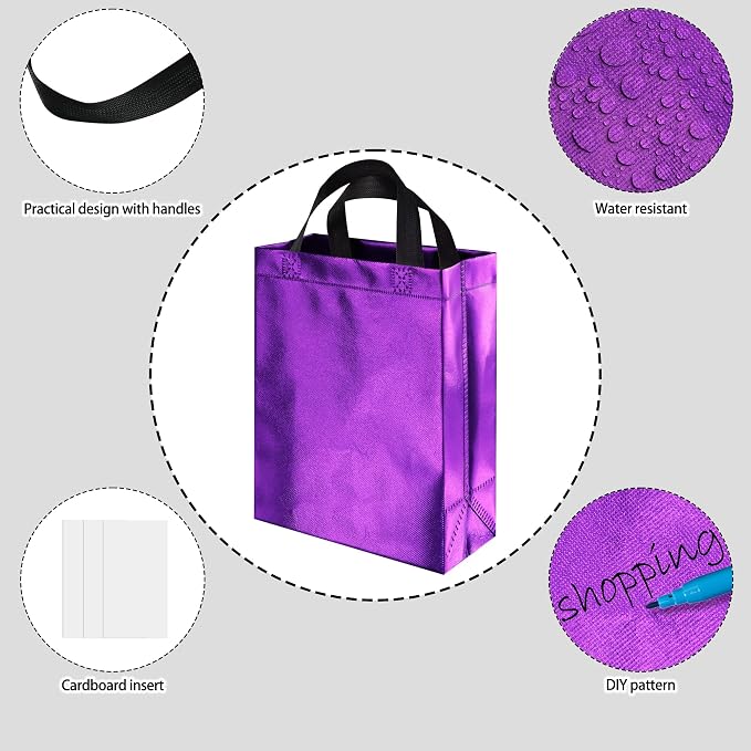 BLEWINDZ 100 Medium Reusable Gift Bags with Handles - Ideal Party Favors & Shopping Bags (10 Colors) - Image 6