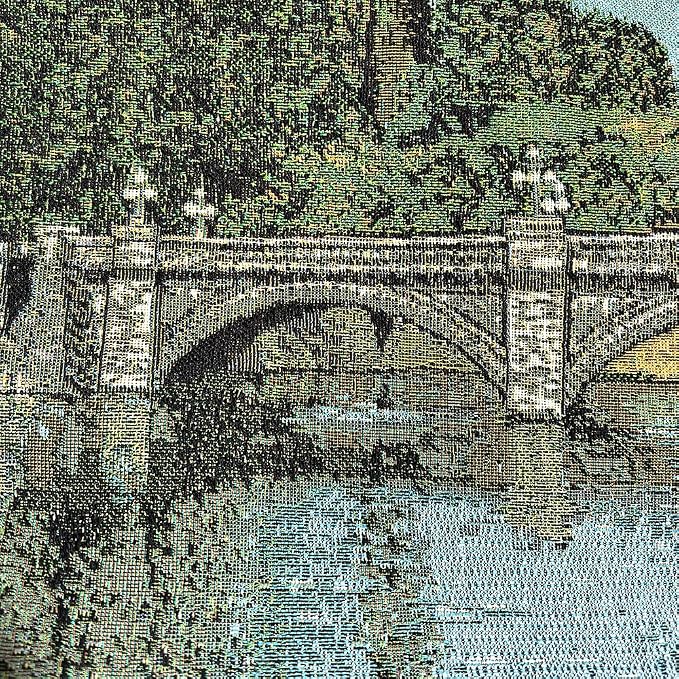 Vintage French Castle Woven Wall Tapestry, 41.5x28 Renaissance Architecture Jacquard Wall Hanging, Historic Chateau Art with TC Lining & Dual Rod Pockets, Elegant European Home Decor (Antique Ivory & Sandstone) - Image 5