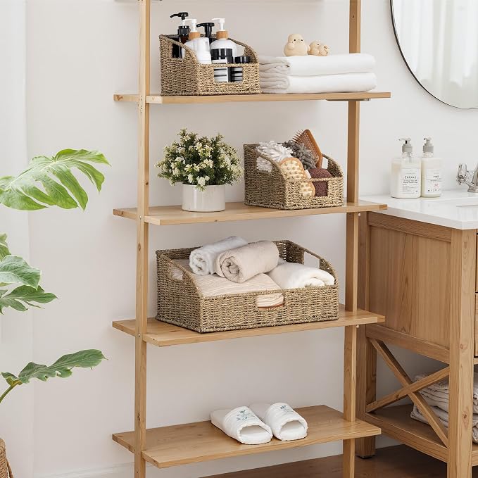 StorageWorks Seagrass Storage Baskets, Pantry Organizers and Storage,3-Pack | Pantry Storage Baskets, Wicker Baskets with Built-in Handles, Handwoven Shelf Baskets for Organizing, Pantry Organization - Image 7