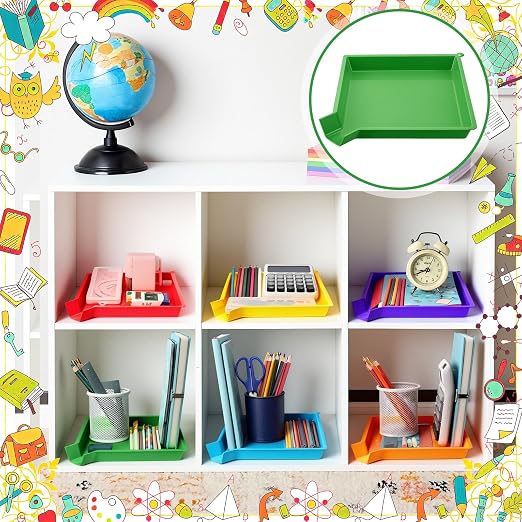 Reallnaive 24 Pcs Plastic Art Sorting Funnel Trays Quick Sorting Activity Serving Tray Stackable Craft Organizer for Classroom Beads Organizing Home Back to School DIY Project (Bright Color) - Image 5