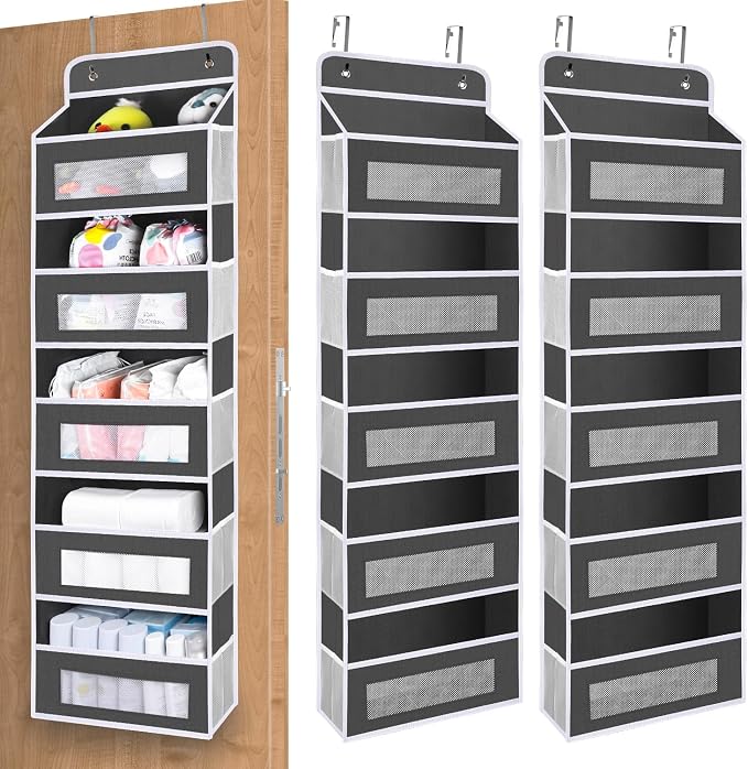 Upgrade Pocket 2 Pack Over The Door Organizer Storage, 5 Shelf Hanging Door Organizers with 10 Large Capacity Pockets, Anti Tilt 48 lb Load Behind Door Organizer for Bedroom, Bathroom, Pantry by BLOROOM