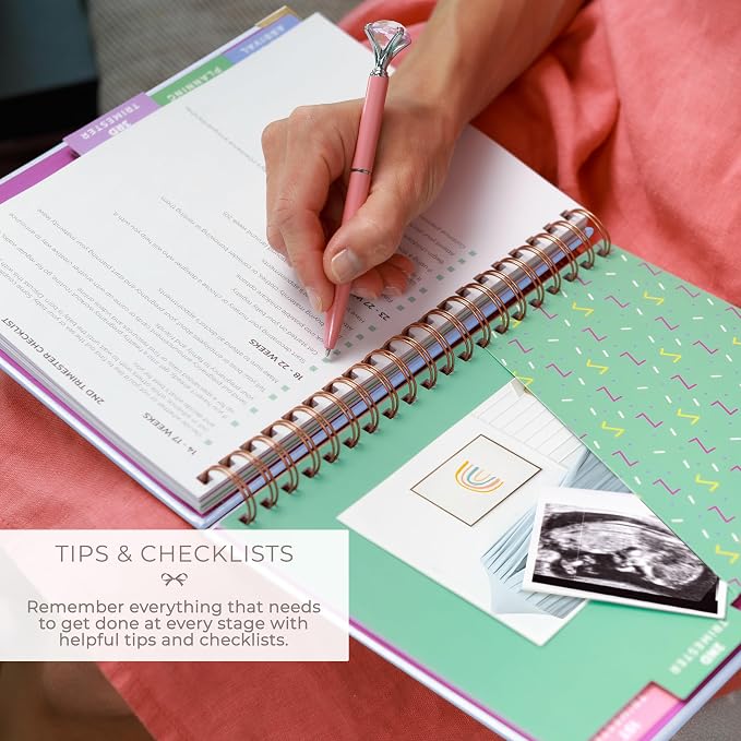 Clever Fox Pregnancy Journal, Expecting First Time Mom Planner Lavender | SonoFrame edition, Organized pregnancy & baby diary with weekly countdown calendars & checklists, memory book 9 x 10.5 in - Image 4