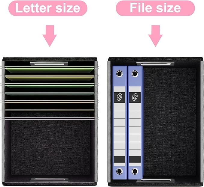 File Organizer Box with Lids, Collapsible File Folder Organizer | File Box with Plastic Slides for Document, Filing Bin for Letter Size Hanging File Folders (4 Pack, Pink, Leather) - Image 4