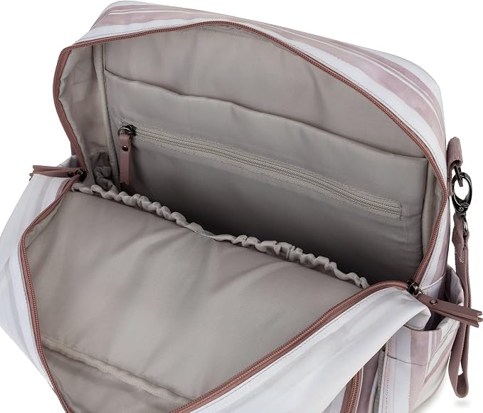 JuJuBe Nature Babe Diaper Bag Backpack with Portable Baby Changing Pad, Sustainable Multi-Function Bag for Bottles, Diapers, Made with 24 Recycled Plastic Bottles, Watercolor Stripe, Mother's Day Gift - Image 3