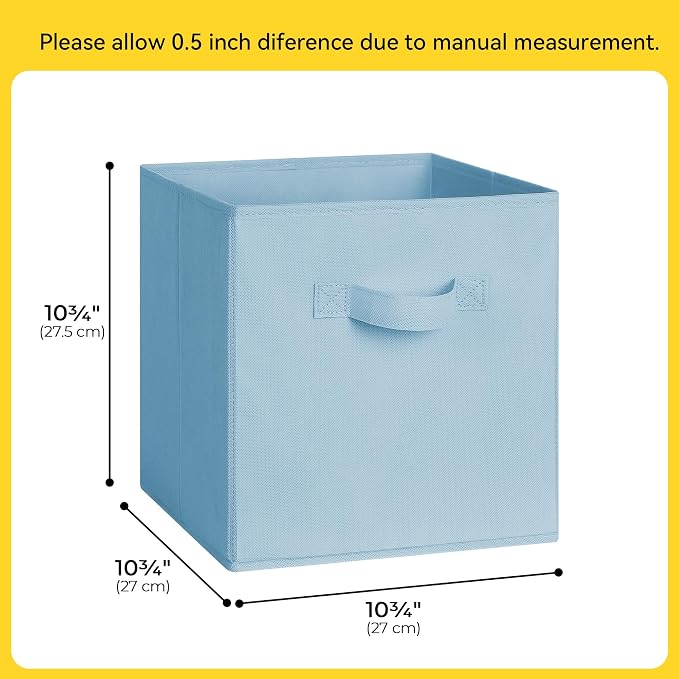 Cupic Cupid 6-Pack 11x11 Cube Storage Bins, Fabric Bins, Pastel Colors | Foldable, Reinforced Front Handle, Holds Toys, Stuffed Animals, Clothes and More, Fits Shelves, Playroom, Nursery, Cubby - Image 3