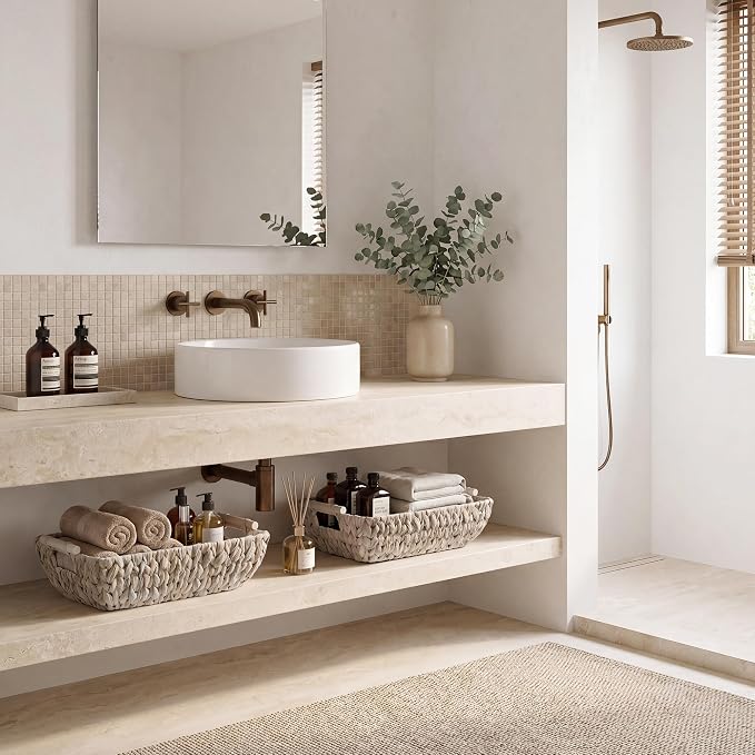 StorageWorks Wicker Baskets for Storage, Storage Baskets for Decor | Wicker Storage Baskets for Shelves, Baskets with Wooden Handles, 2-Pack Gifts Basket for Home Decor, Hand-Woven Basket - Image 9