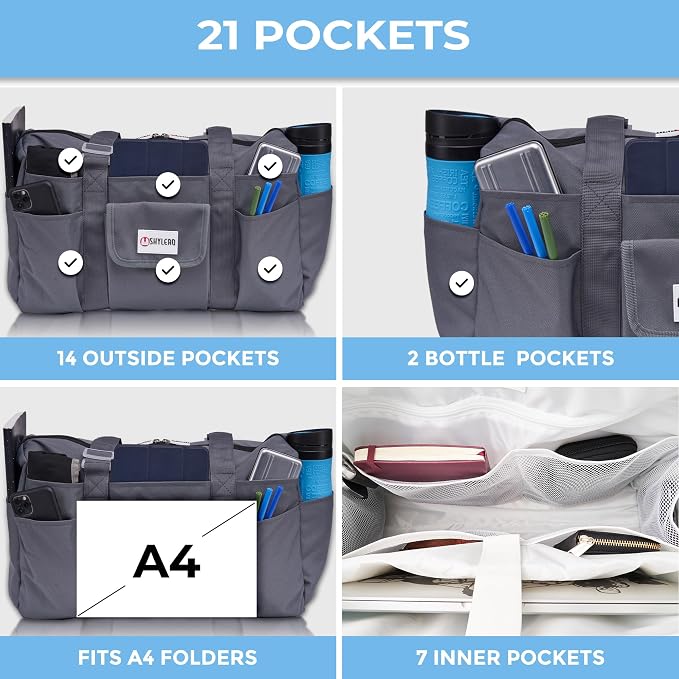 White Peas Nurse Bag & Utility Tote - Waterproof, Top YKK Zip, L18" x H14" x W7" - SHYLERO - Image 4