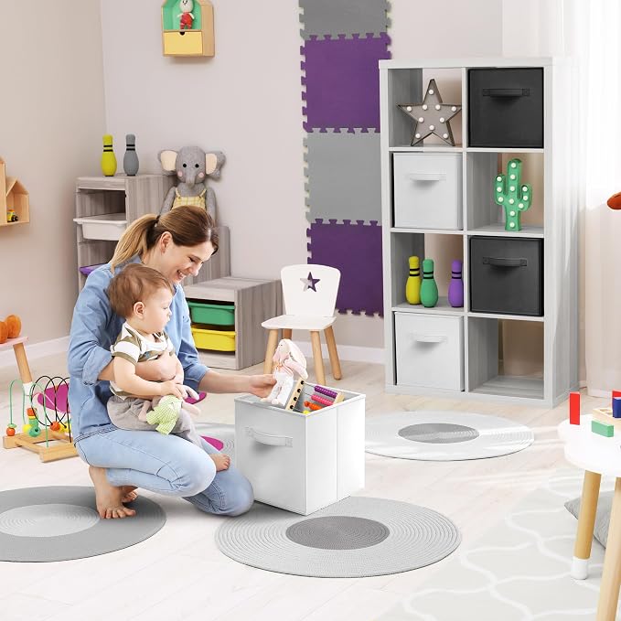 Sorbus Fabric Storage Cubes - 6 Foldable Storage Bins for Organizing Pantry, Cubbies, Toy Box - Clothes Storage & Closet Organizer - 13 Inch Collapsible Cube Baskets for Shelves with Handle - Image 4