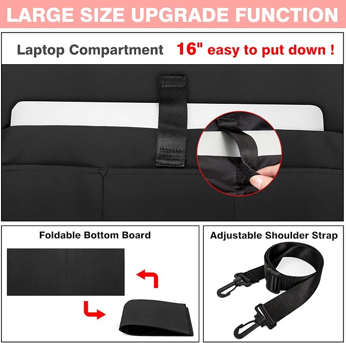 IBFUN Utility Tote Bag with 24 Pockets, Large Teacher Travel Tote for Women | Large Work Tote Bag 2pcs with Zipper for Travel Daily School Teacher Nurse, Large Lightweight Laptop Shoulder Bag Handbag - Image 5