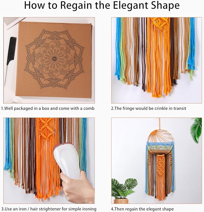 Artilady Macrame Wall Hanging Tapestry, Boho Sun Art Decor Dream Catcher | Large Wall Tapestry, Handmade Woven, Farmhouse Rustic, Colorful Sunrise Wall Art, Bedroom Living Room Apartment Home Decor - Image 5