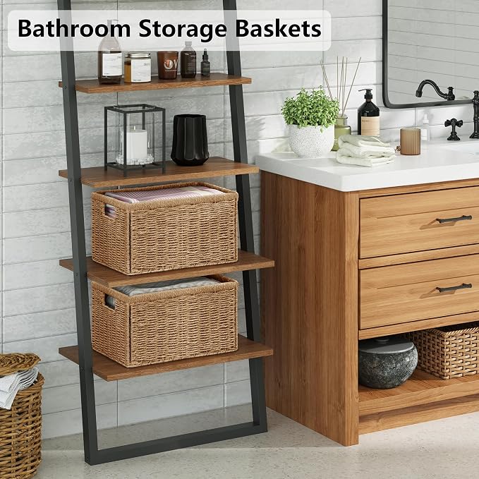 2 Packs Large Wicker Storage Basket, Closet Storage Baskets Bins for Shelves, Decorative Collapsible Baskets for Organizing Clothes Toy Nursery Bathroom Organizers and Storage, Natural - Image 5