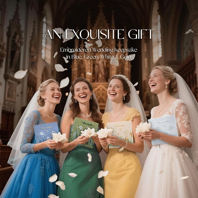 Embroidered Wedding Guest Book—The Perfect Polaroid Guest Book for Wedding Receptions, Birthdays, Baby Showers, and Special Events with 3 Photo Corner Stickers+ 3 DIY pens+1 Diamond Pen (Blue) - Image 8
