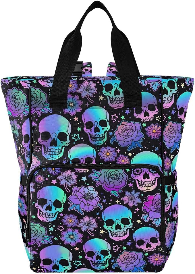 MNSRUU Diaper Bag Funny Skulls Diaper Bag Backpack Multifunction Travel Diaper Bag Tote Large Capacity Diaper Changing Backpacks for Moms Dads by MNSRUU