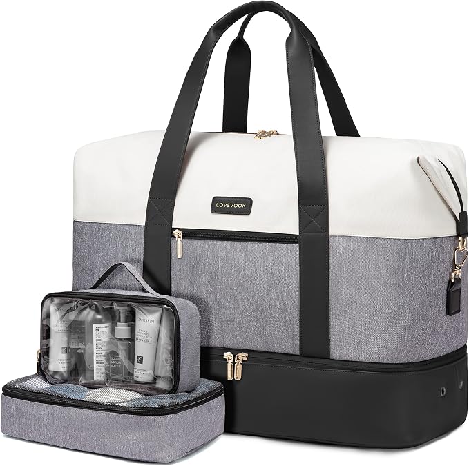 LOVEVOOK Weekender Bag for Women, Large Duffle Bag for Travel with 2 Packing Cubes, Carry on Overnight Bag with Shoe Compartment, Mom Hospital Bags for Labor and Delivery by LOVEVOOK