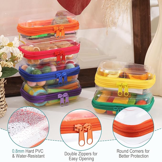 Sanwuta 6 Clear Hard Zipper Case,Assorted Color, 5 x 3 x 2 Inch | Pencil Case Pouches ,Makeup Bag,Plastic Toiletry Diaper Bag ,Travel Toy Storage,Waterproof Organizer Bins - Image 3