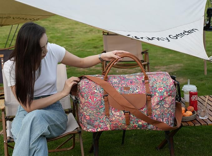 Oversized Pretty Women's Travel Duffel Bag 52L Weekend bag Weekender Overnight Carry on Luggage HB-15 (HS) - Image 7