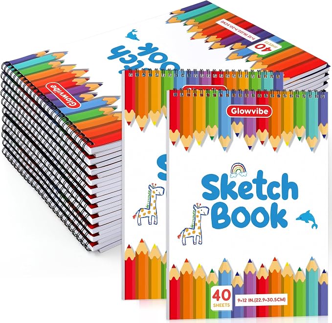 9" x 12" Sketch Book, 24-Pack 40 Sheets Drawing Paper Pad for Kids Coloring, Writing or Painting, Kid Drawing Pad & Art Supplies, Sketch pad for Kids Ages 3+ (9" x 12"(Pack of 24)) by Unknown