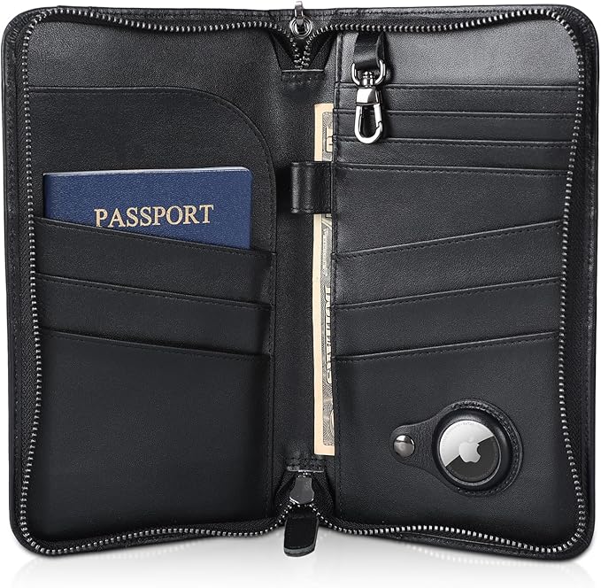 Polare Full Grain Leather Family Travel Passport Wallet and Documents Organizer RFID Blocking Case Holder Fits 6 Passports for Men and Women by polareoriginal