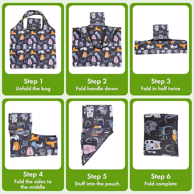 Paterr 50 Pack Reusable Grocery Bags Foldable Shopping Tote | Washable Lightweight Bags Bulk with Handles for Women Summer Beach Travel Market Gift - Image 7