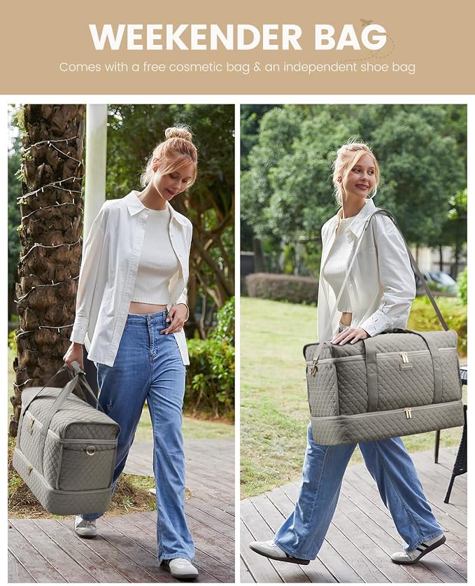 LOVEVOOK Large Travel Duffle Bag, Weekender Bags for Women With Shoe Compartment, Overnight Hospital Bag For Women Labor Delivery, Carry on Bag Personal Item Travel Bag, Yoga Gym Duffel Bag - Image 6