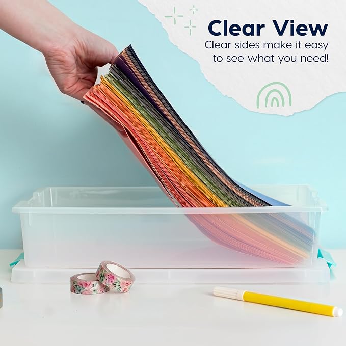 IRIS USA Storage Bins with Lids |Made in USA| 6 Qt - (3-Pack) - Clear | Sensory Craft Organizers, Plastic Clip Box Totes, Flat Containers for Organizing Paper, Office, Art & Study Supplies - Image 7