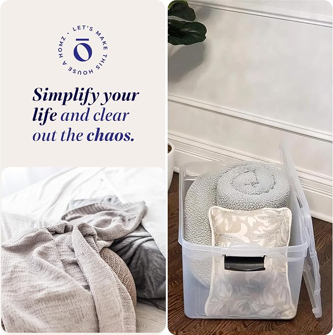HOMZ Clear Plastic Storage Bins w/Latching Lid, 66 Qt, Gray Latch, 2 Pack | Large Stackable Container Boxes for Homes, Bathrooms, Garages, and Office Organization - Image 6