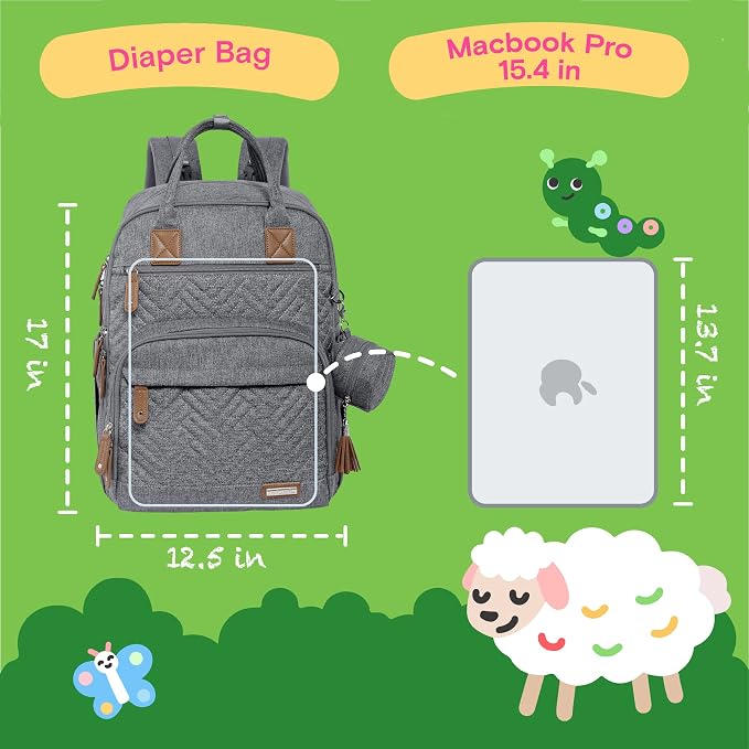 iniuniu Baby Diaper Bag Backpack, 4 in 1 kit Large Capacity Travel Backpack | Waterproof Backpack for Moms Dads,Travel Backpack with Pouch,Washable Changing Pad, Baby Essentials - Image 6