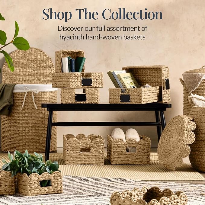 Best Choice Products 16x12 Scalloped Shelf Baskets, Woven Storage Bins, Storage Organizers for Pantry, Living Room, Bedroom, Nursery & Laundry, 2 Pack - Natural - Image 8