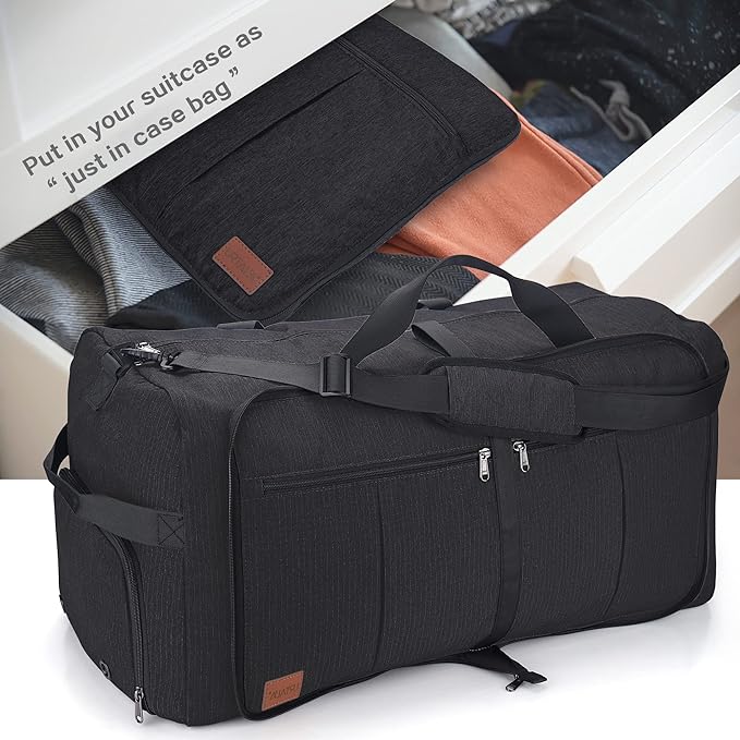 80L EXTRA LARGE Foldable Waterproof Travel Duffle Bag for Men and Women | with Shoe Compartment, 26" Duffel for Weekender Gym Sport, Tear Resistant - Image 6