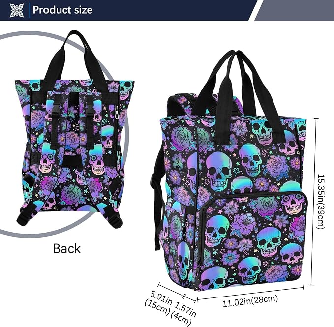 MNSRUU Diaper Bag Funny Skulls Diaper Bag Backpack Multifunction Travel Diaper Bag Tote Large Capacity Diaper Changing Backpacks for Moms Dads - Image 3