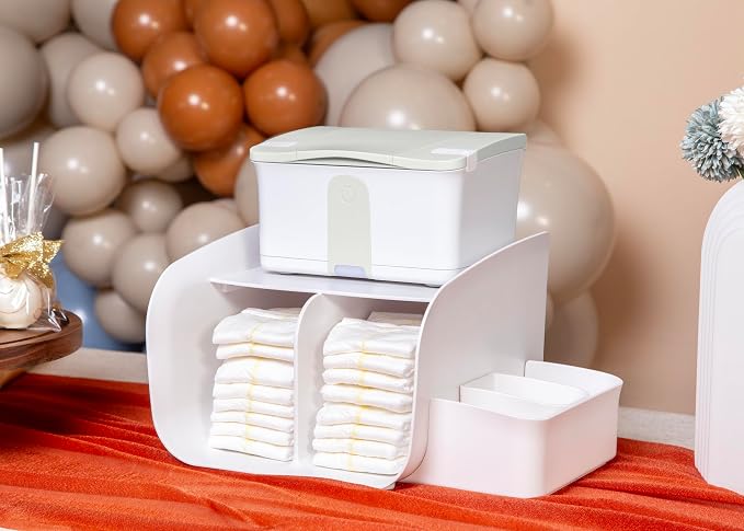 Ubbi Tabletop Diaper Caddy, Diaper Storage, Caddy Organizer, White | Non-Skid Rubber Feet, Baby Diaper Caddy Organizer for Wipes & Baby Accessories, Newborn Nursery Essential - Image 3