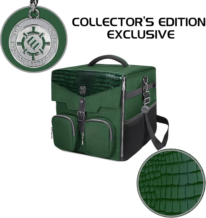 ENHANCE Board Game Shoulder Bag - Collector's Edition Board Game Storage with Shoulder Strap and Accessories Pockets for Dice, Cards, More - Reinforced Carrier Protects Tabletop Games (Dragon Green) - Image 9