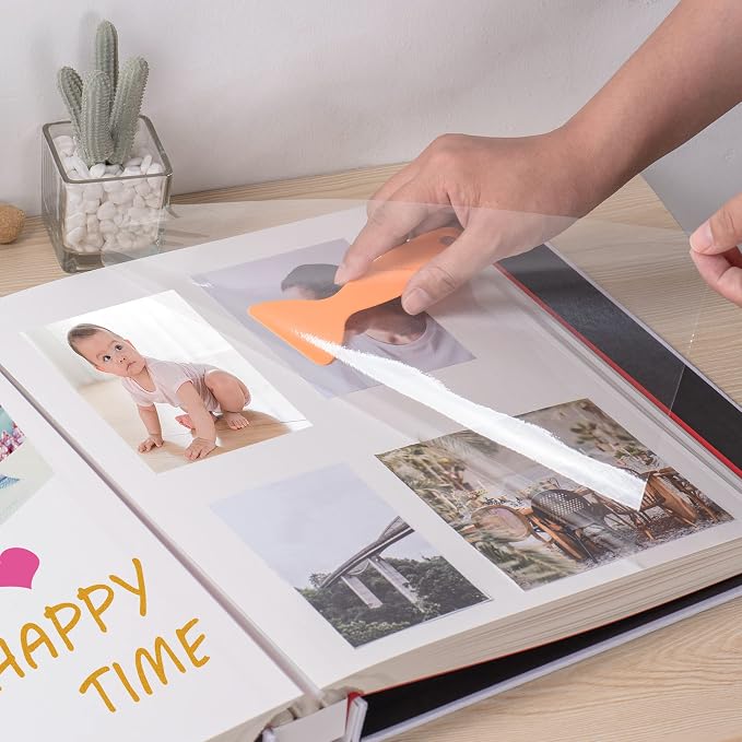 Large Photo Album Self Adhesive 4x6 5x7 3x5 8.5x11 Scrapbook Magnetic Album DIY Scrap Book Length 13 x Width 12.8 (Inches) 120 Sticky Pages Linen Cover DIY Photo Album (White) - Image 2