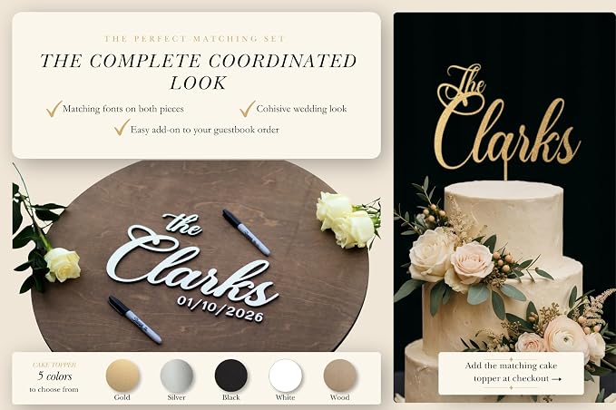 Personalized Round Guest Book Alternative Sign, Unique Guest Book Sign, Custom Alternative Guest Book, Wooden Guest Book, Wedding Ceremony Guestbook Sign (Design 11) - Image 5
