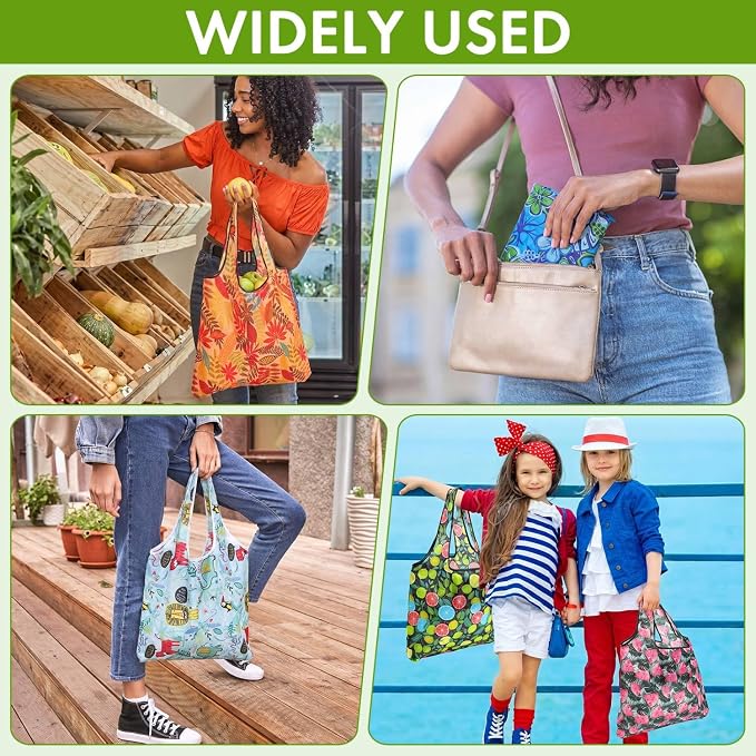 Paterr 50 Pack Reusable Grocery Bags Foldable Shopping Tote | Washable Lightweight Bags Bulk with Handles for Women Summer Beach Travel Market Gift - Image 5