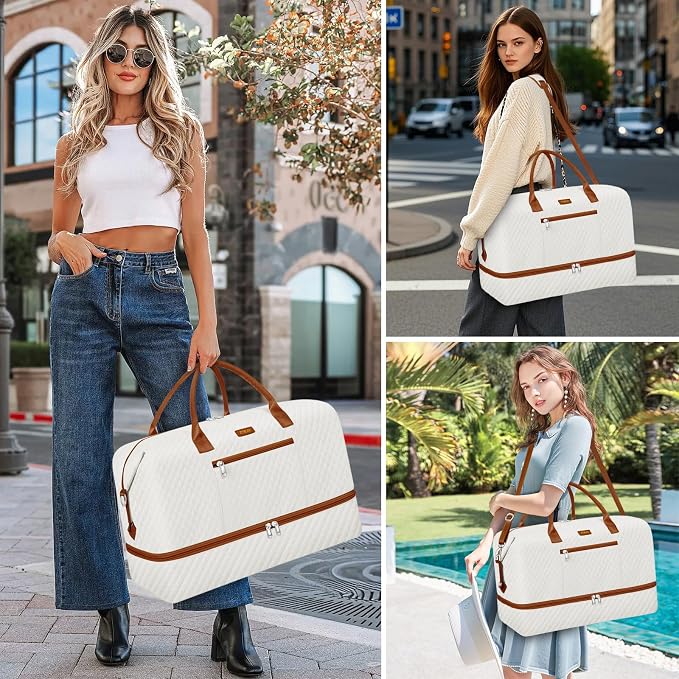 ITIEZY Weekender Bag for Women 21.5" Travel Duffel Large Carry On Bag 3PCS | Nylon Duffel Bag with Waterproof Shoe Compartment, Crossbody Bag and Toiletry Bag, Travel Weekend Hospital Overnight Gym Bag - Image 7