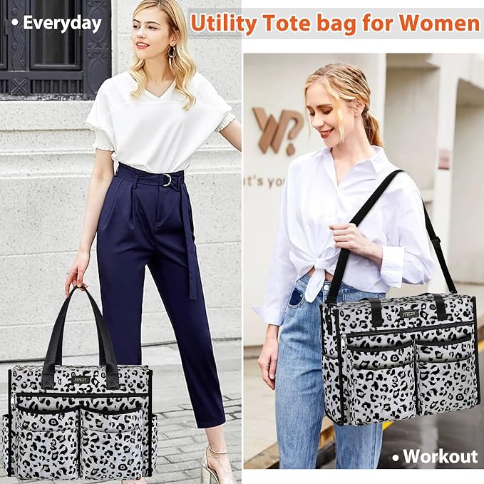 ITIEZY Large Utility Tote Bag for Women with 18 Pockets, Waterproof Teacher Nurse Bags with Zipper for Everyday Travel Work - Image 4