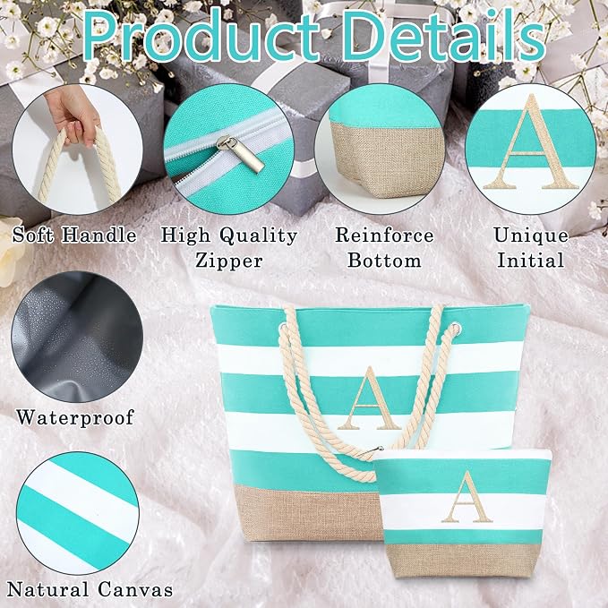 YOOLIFE Beach Bags for Women - Travel Canvas Beach Tote, Pool Waterproof Bag, Travel Essentials, Gifts for Women Birthday - Image 4