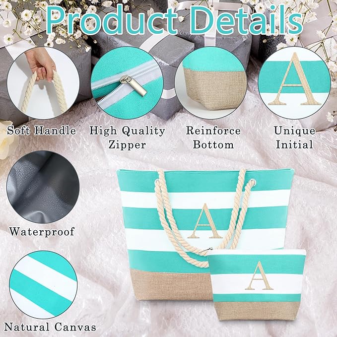 YOOLIFE Beach Bags for Women - Travel Canvas Beach Tote, Pool Waterproof Bag, Travel Essentials, Gifts for Women Birthday - Image 5