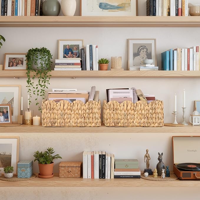 StorageWorks Wicker Baskets, Large Scalloped Baskets, Water Hyacinth | Scalloped Wicker Basket for Living Room, Decorative Scalloped Baskets for Storage, Wicker Baskets for Organizing and Decor - Image 7