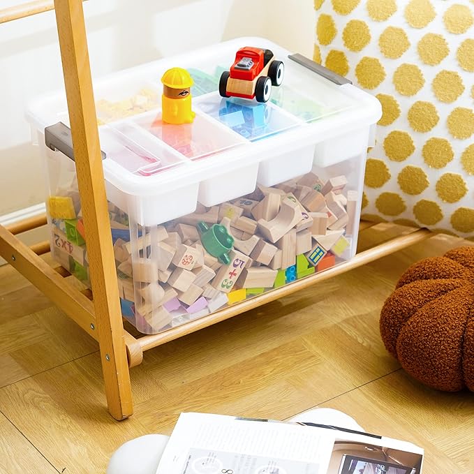 Citylife 32QT Clear Craft Organizers and Storage Box with Removable Tray | Stackable Art Supply Organizer Storage Bins with Lids for Beads, Markers, Sewing, Tools, Playdoh, Toys, Made in USA - Image 6