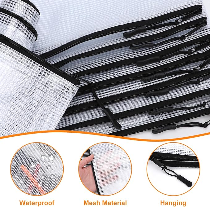24pcs Mesh Zipper Pouch, Puzzle Storage Bags, A3 17x12 Inches Large Reusable Zipper Pouches for for Classroom Office Supplies Organizing, Extra Large Zipper Bags, Board Game Storage - Image 3