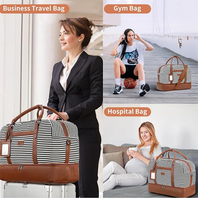 4PCS Weekender Bags for Women Large Overnight Weekend Travel Duffel Bags | Travel Bag Carry-on Tote Hospital Bag with Shoe Compartment Crossbody Toiletry Bag for Travel Business Gym Water Resistant - Image 6